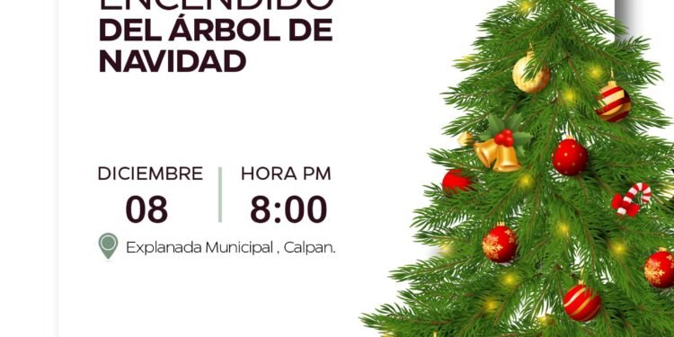 Gobierno de Calpan invita al encendido del árbol de Navidad