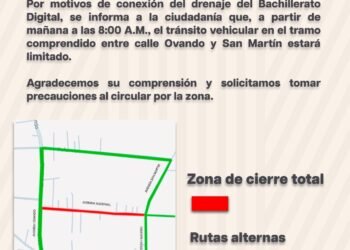 Cierre Parcial de Calle Ovando y Avenida San Martín en Chiautzingo