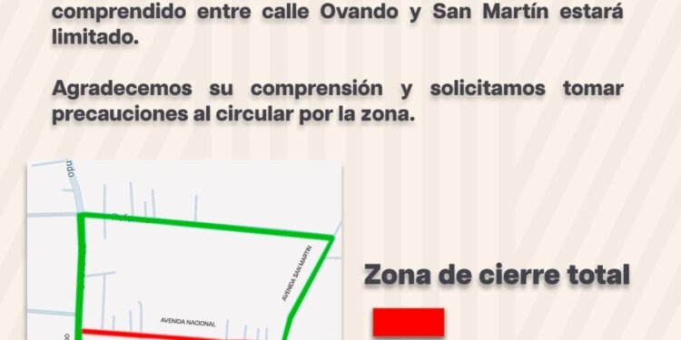 Cierre Parcial de Calle Ovando y Avenida San Martín en Chiautzingo