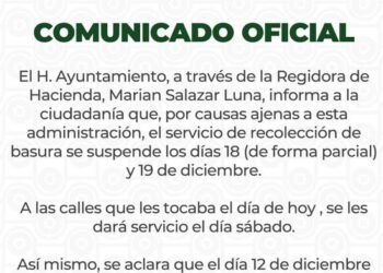 Ayuntamiento de Xoxtla informa suspensión temporal del servicio de recolección de basura en el municipio