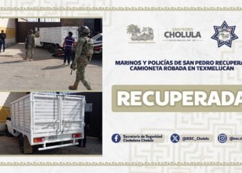 SSC San Pedro Cholula recupera vehículo robado en coordinación con SEMAR