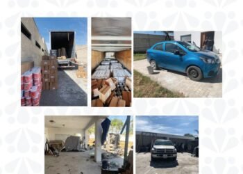 FGE, SEMAR, GN y SSP recuperan camión robado y mercancía en Huejotzingo