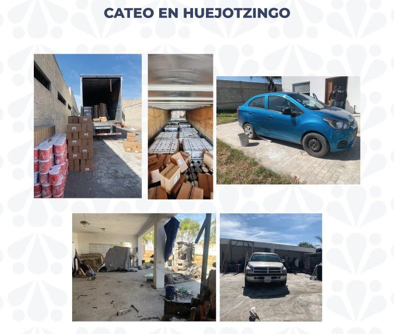 FGE, SEMAR, GN y SSP recuperan camión robado y mercancía en Huejotzingo