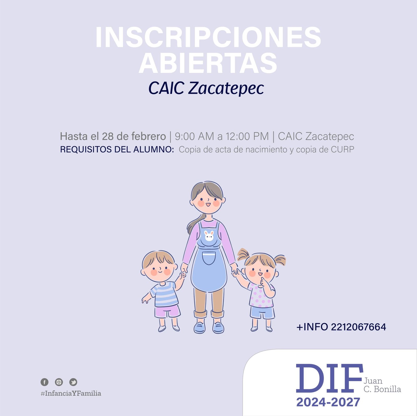 Ayuntamiento de Juna C. Bonilla invita a inscribir a niños en el CAIC de Zacatepec