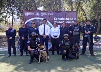 Binomios caninos K9 refuerzan seguridad en Cuautlancingo