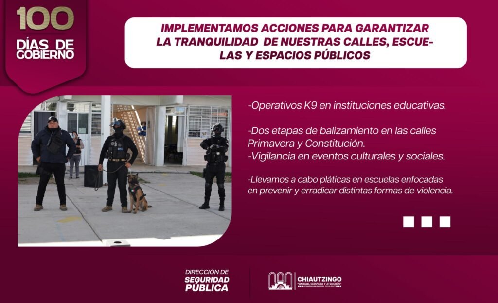 Refuerzan seguridad y orden en Chiautzingo con operativos y acciones preventivas