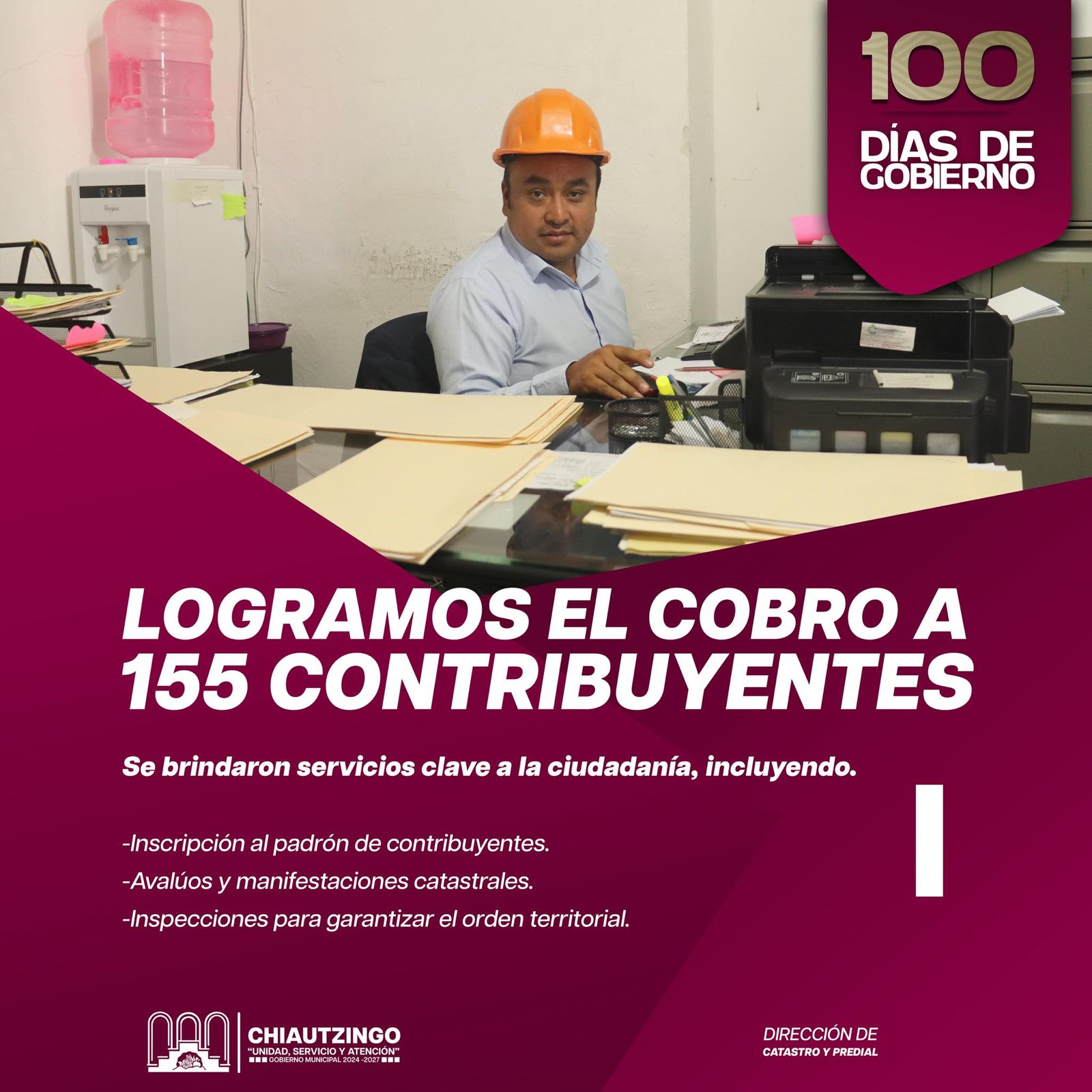 Chiautzingo avanza con el cobro de 155 contribuyentes