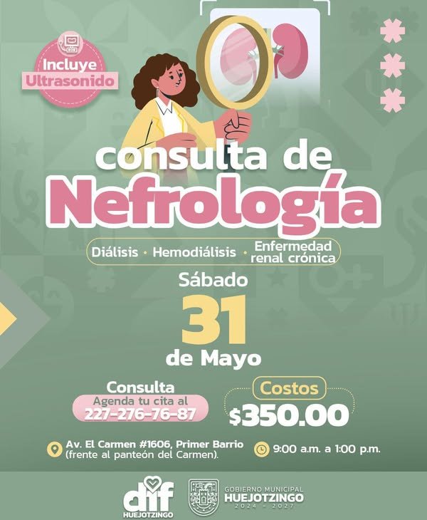 SMDIF Huejotzingo brinda consulta nefrológica con ultrasonido