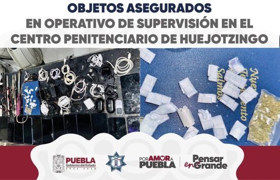 Operativo en penal de Huejotzingo revela droga y objetos prohibidos