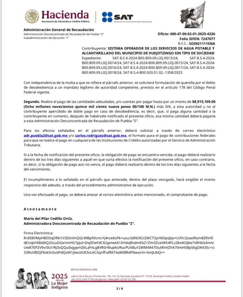 Roberto Solís denuncia quebranto financiero de más de 75 millones en Huejotzingo por gestiones pasadas