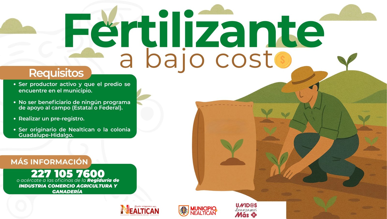 Abren pre-registro para fertilizante a bajo costo en Nealtican