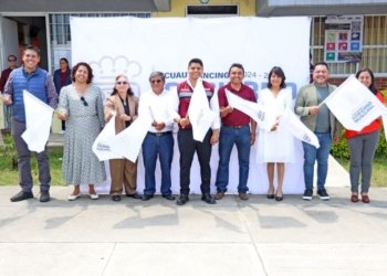 Arranca Omar Muñoz construcción de arco techos en bachilleratos de San Lorenzo Almecatla