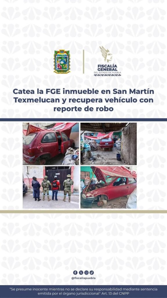 FGE recupera vehículo robado en Texmelucan