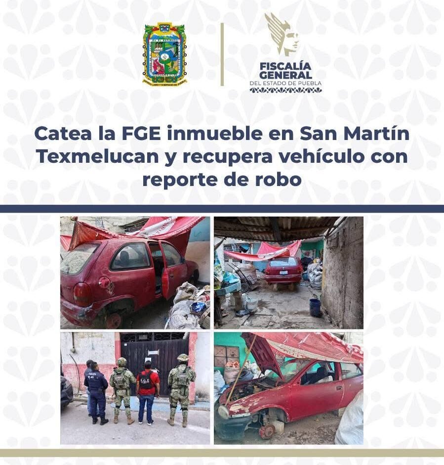 FGE recupera vehículo robado en Texmelucan