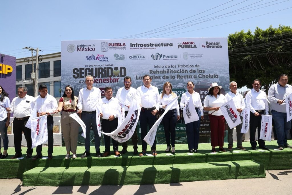 Inicia rehabilitación de laterales en la Recta a Cholula con apoyo de Pemex